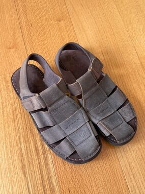Eddie Bauer Men's Brownish Gray Leather Sandals, Size 10